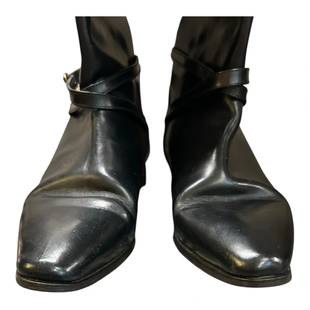Guess black leather, vintage boots, straps and buckles, moto boots, vintage 90s